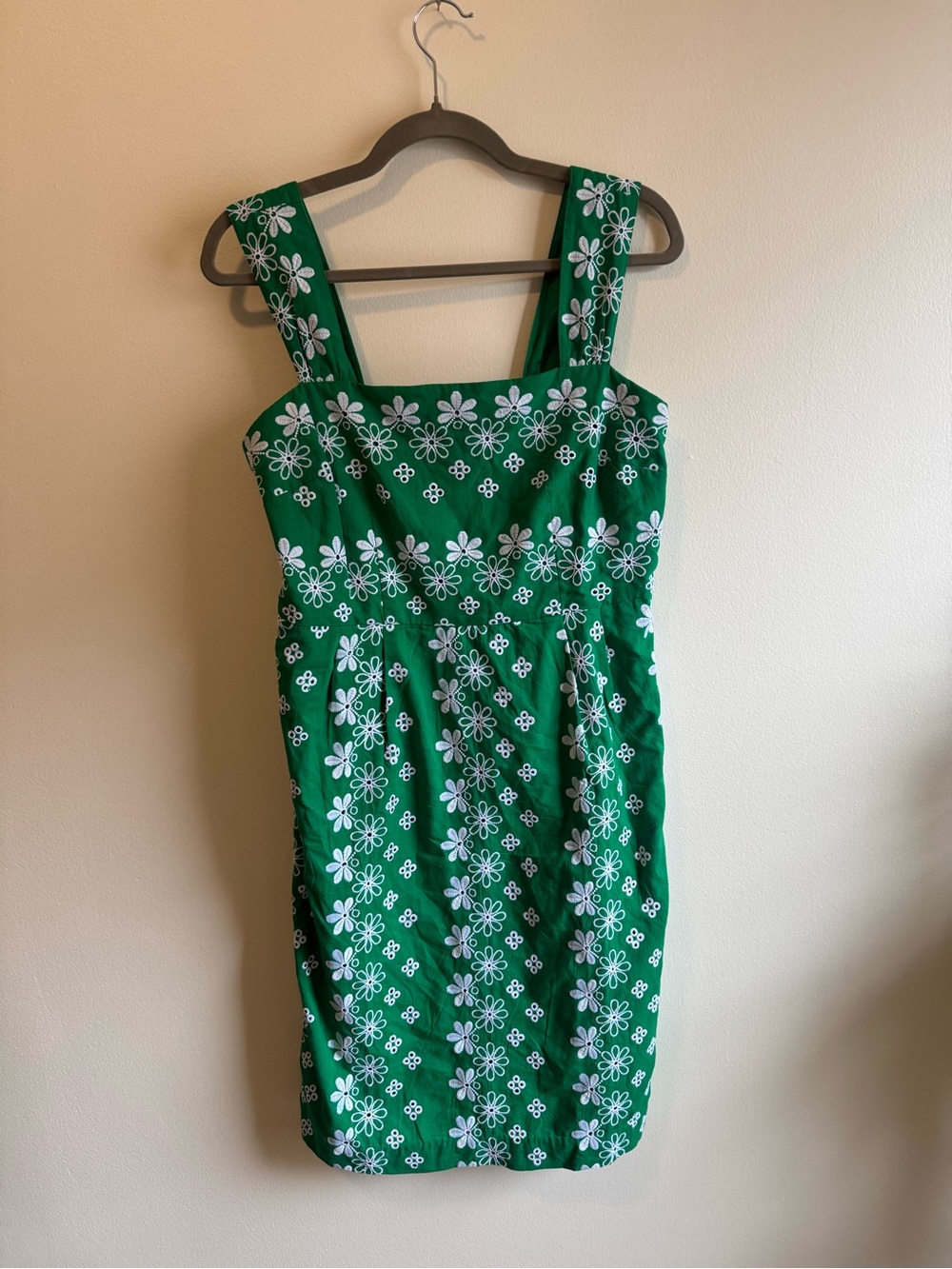 Ann Taylor Green Midi Dress with White Floral Pattern